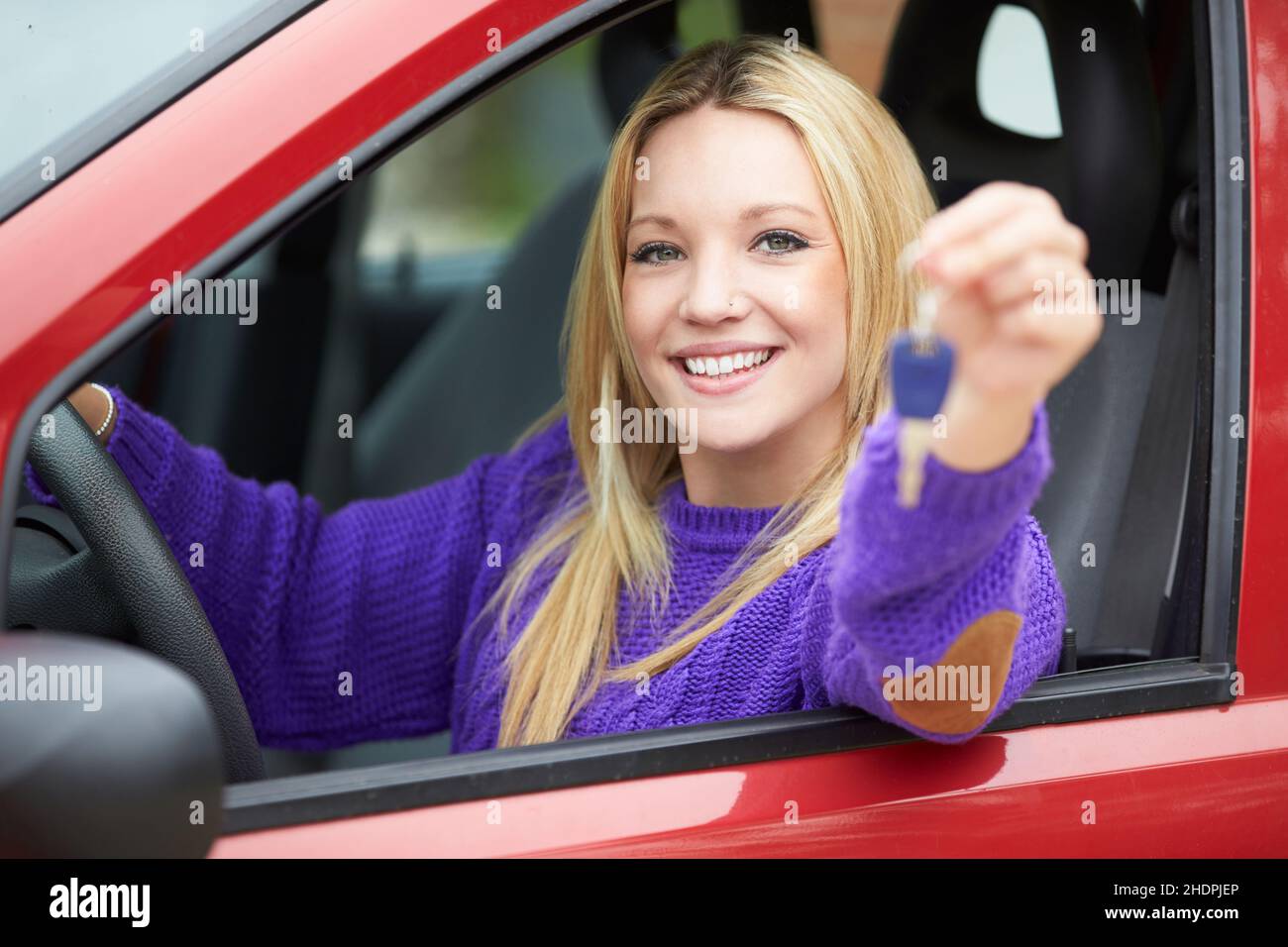 young woman, car key, driver's license, car driver, girl, girls, woman, young women, car keys, driver's licenses, driving licence, car drivers Stock Photo