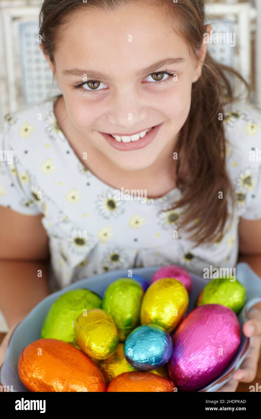 girl, easter, easter egg, chocolate egg, girls, easters, easter eggs, chocolate eggs Stock Photo