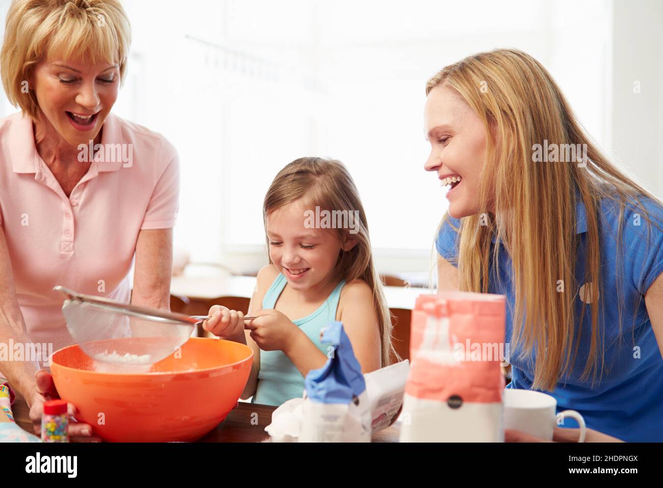 grandmother, mother, baking, grandma, grandmothers, mom, mothers, mum Stock Photo