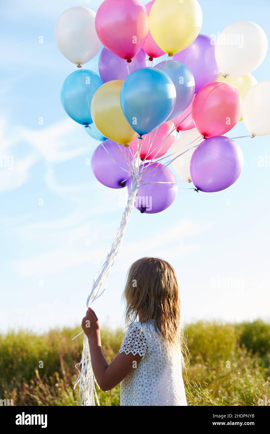 girl, holding, balloon, girls, balloons Stock Photo Alamy