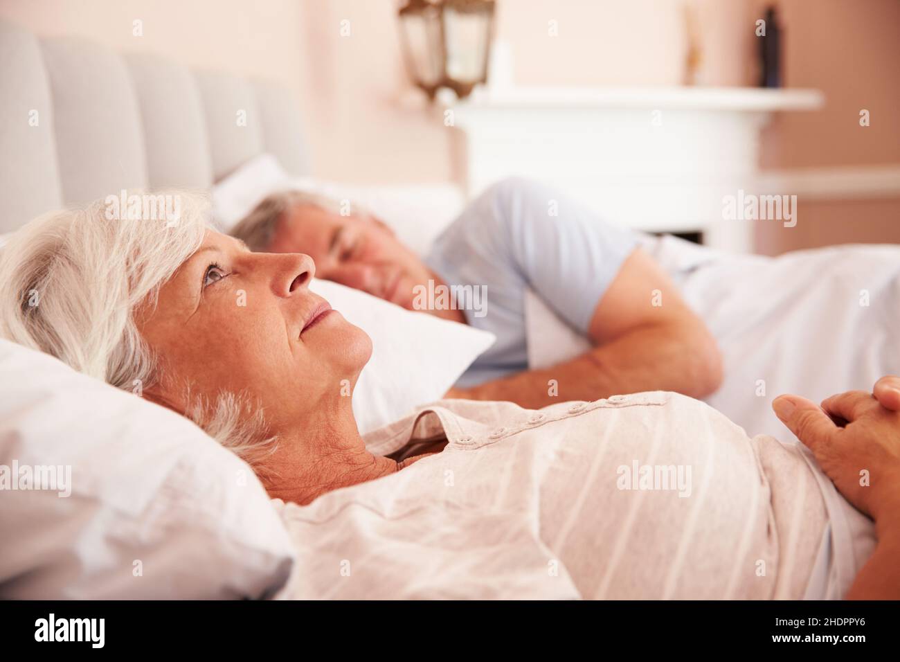 senior, bedroom, insomnia, elderly, old, seniors, bedrooms Stock Photo
