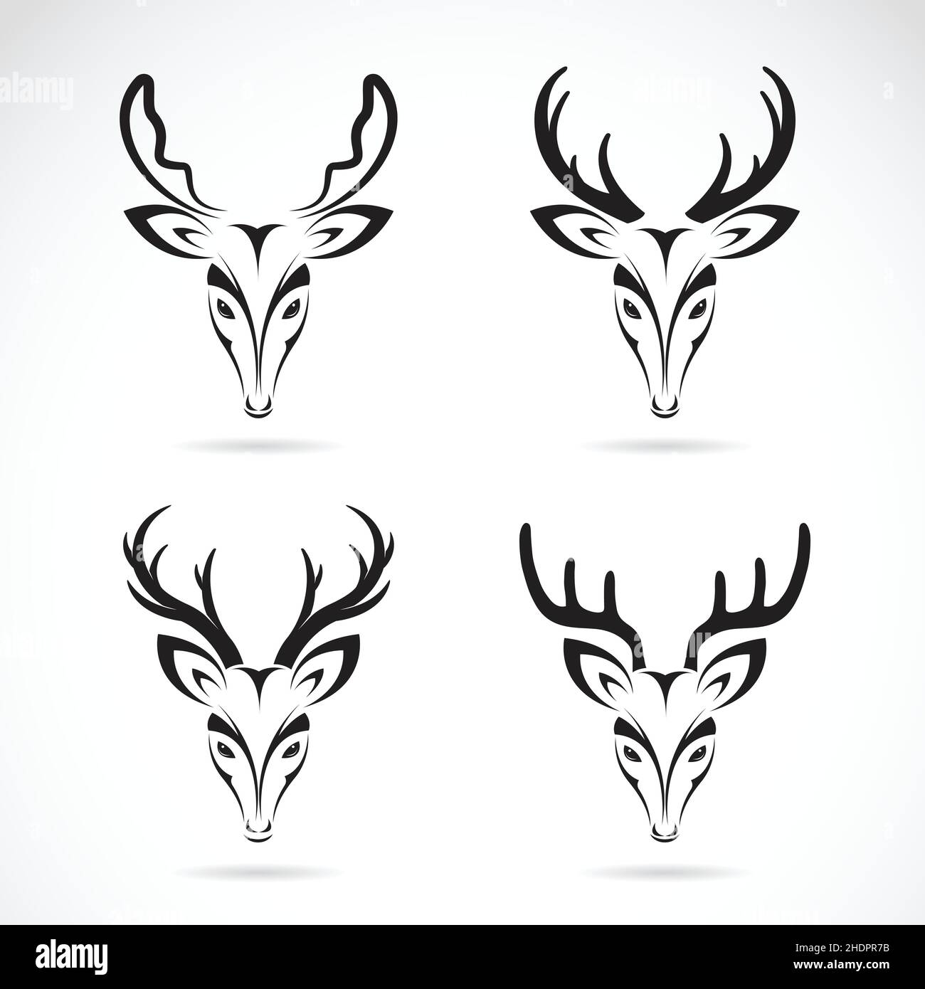 Vector group of deer head on white background. Easy editable layered ...