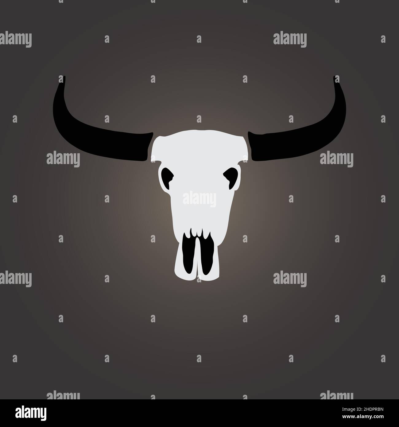 Vector of a buffalo skull on gray background. Easy editable layered vector illustration. Stock Vector