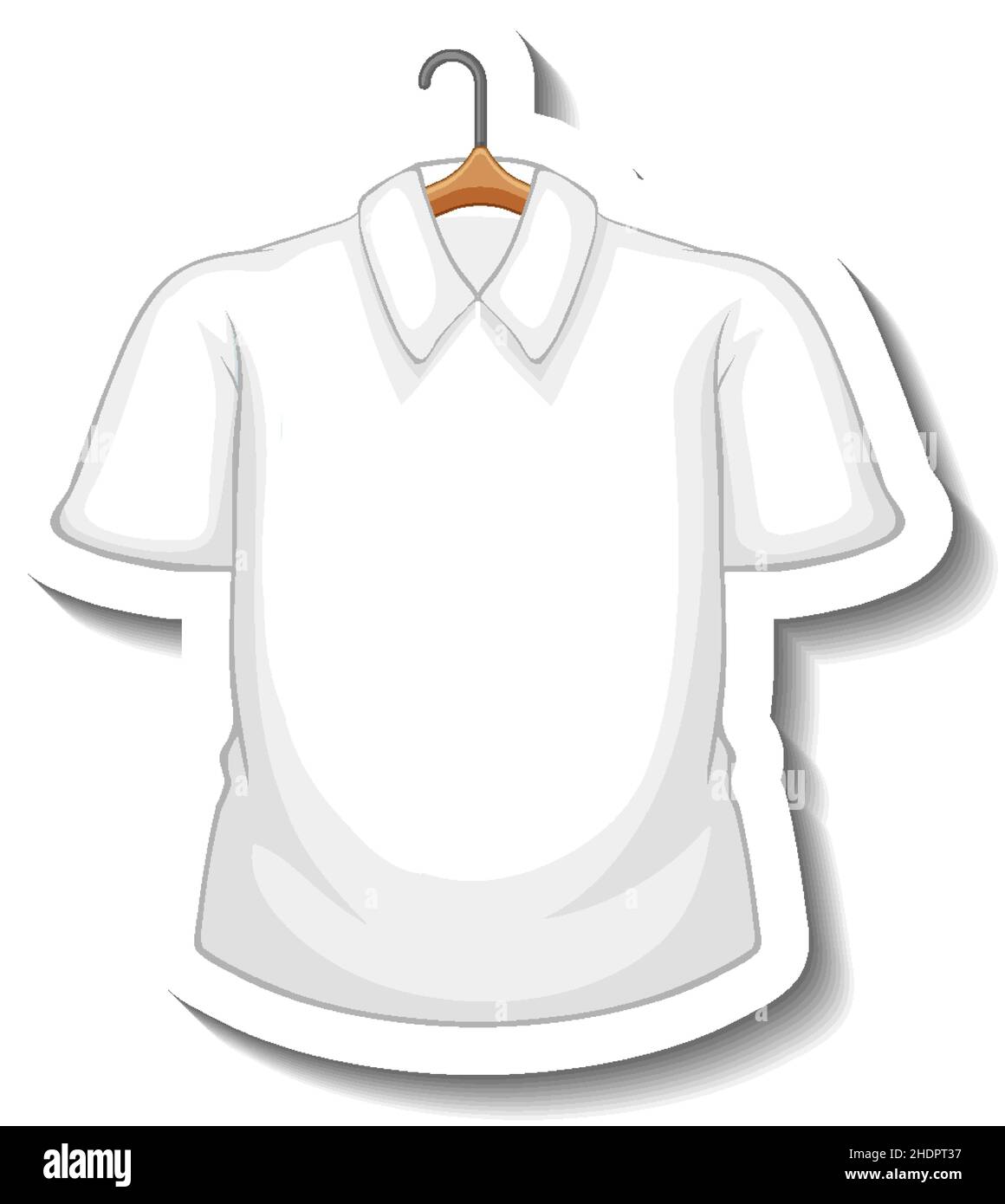 Sticker white shirt in cartoon style illustration Stock Vector Image