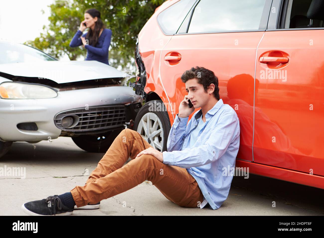 on the phone, accident, rear end collision, on the phones, accidents, rear end collisions Stock Photo