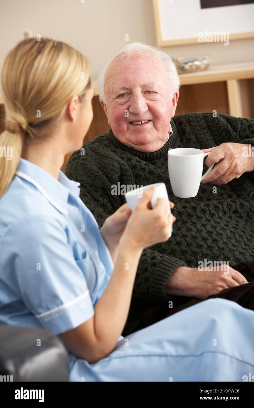 senior, coffee, nursing home , caregiver, home visit, elderly, old