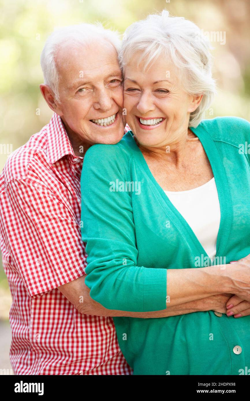 happy, loving, older couple, happies, romance, older couples Stock