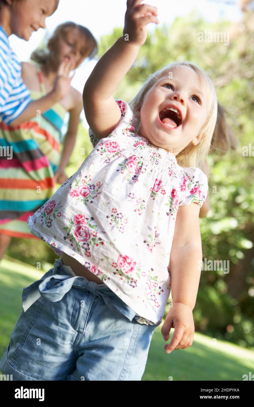 toddler, girl, cheering, infant, infants, toddlers, girls Stock Photo