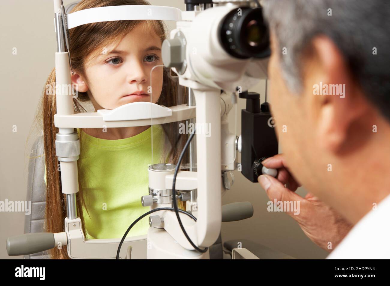child, eye test equipment, children, childs, kid, kids, eye test equipments Stock Photo