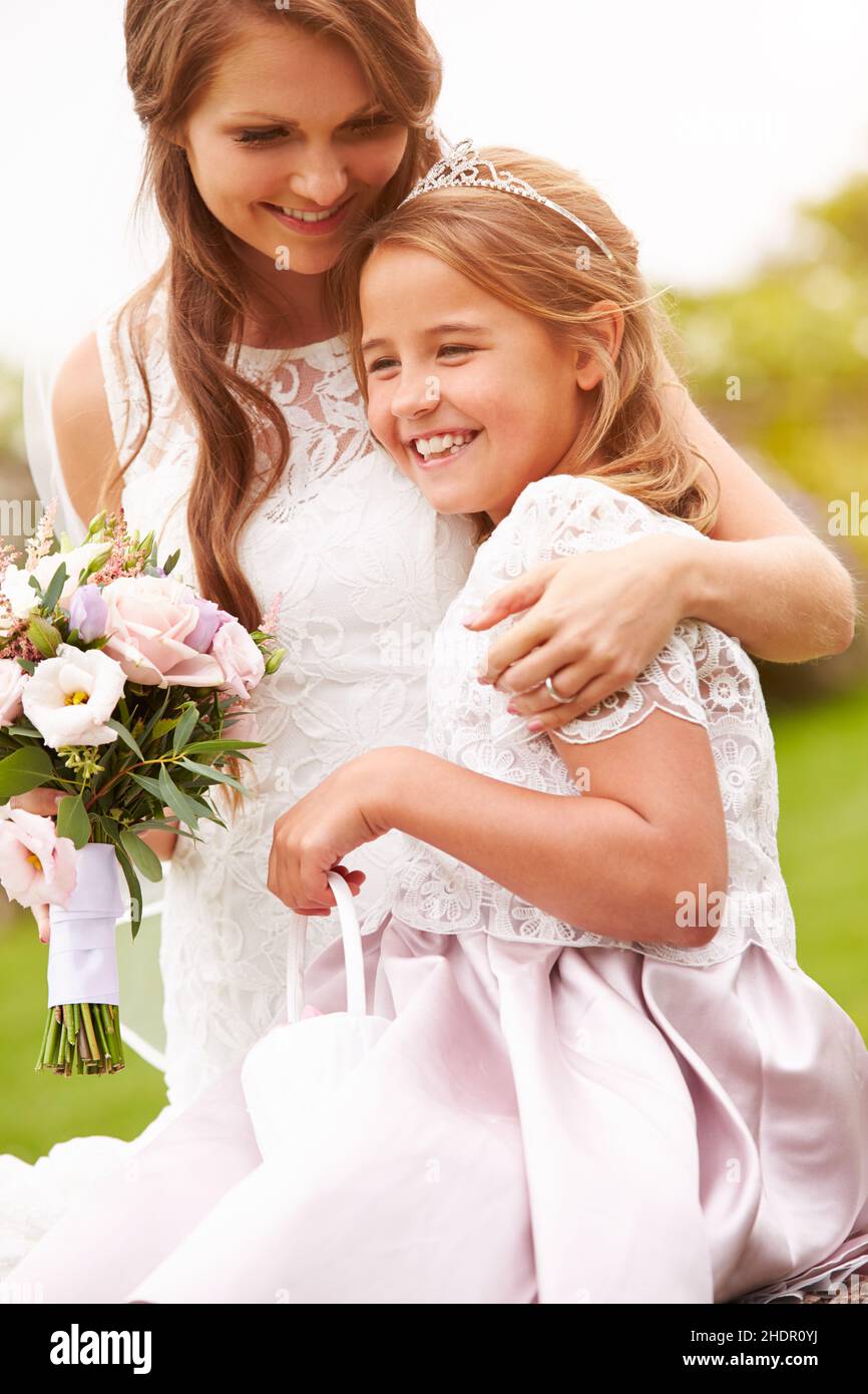 wedding, bride, flower girl, weddings, brides, flower girls Stock Photo