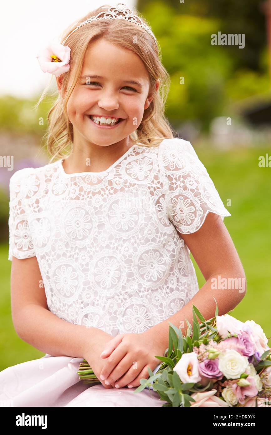 girl, bridesmaid, flower girl, girls, bridesmaids, flower girls Stock