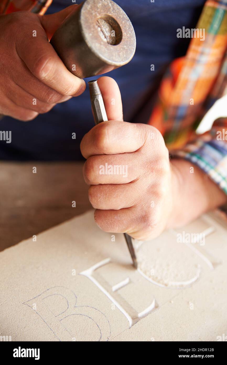 letters, mason, chisel, letter, masons, chisels Stock Photo Alamy