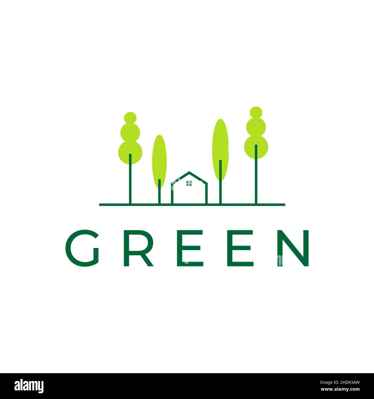 line green home and park with trees logo design vector graphic symbol ...