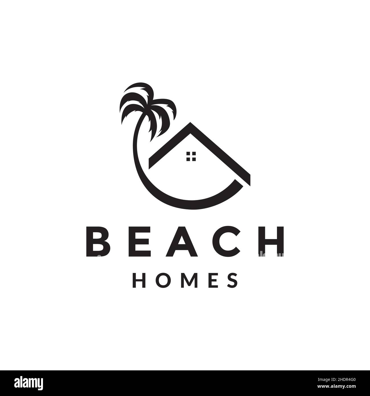 home roof with coconut tree modern logo design vector graphic symbol ...