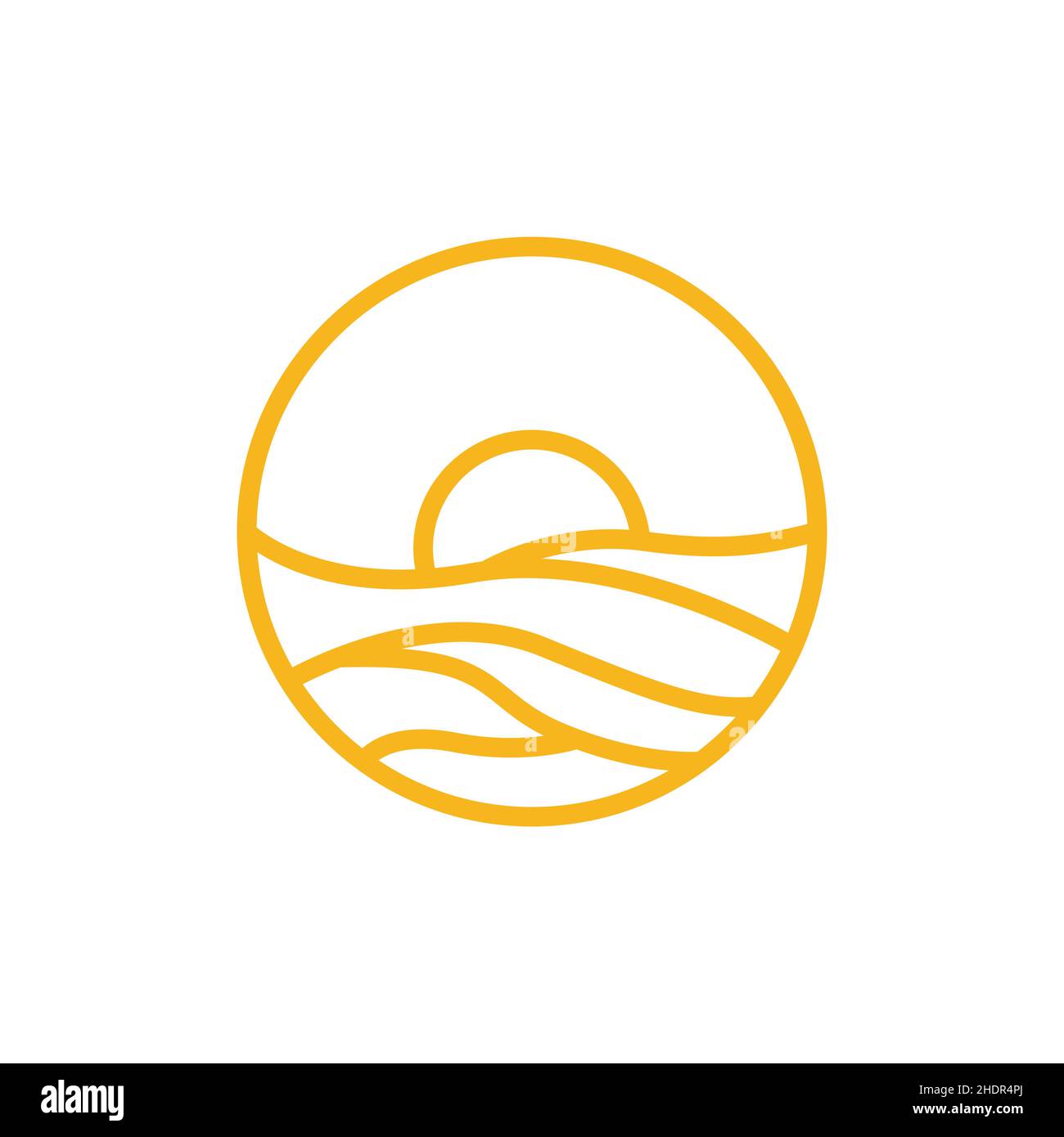 circle line with desert and sunset logo design vector graphic symbol ...