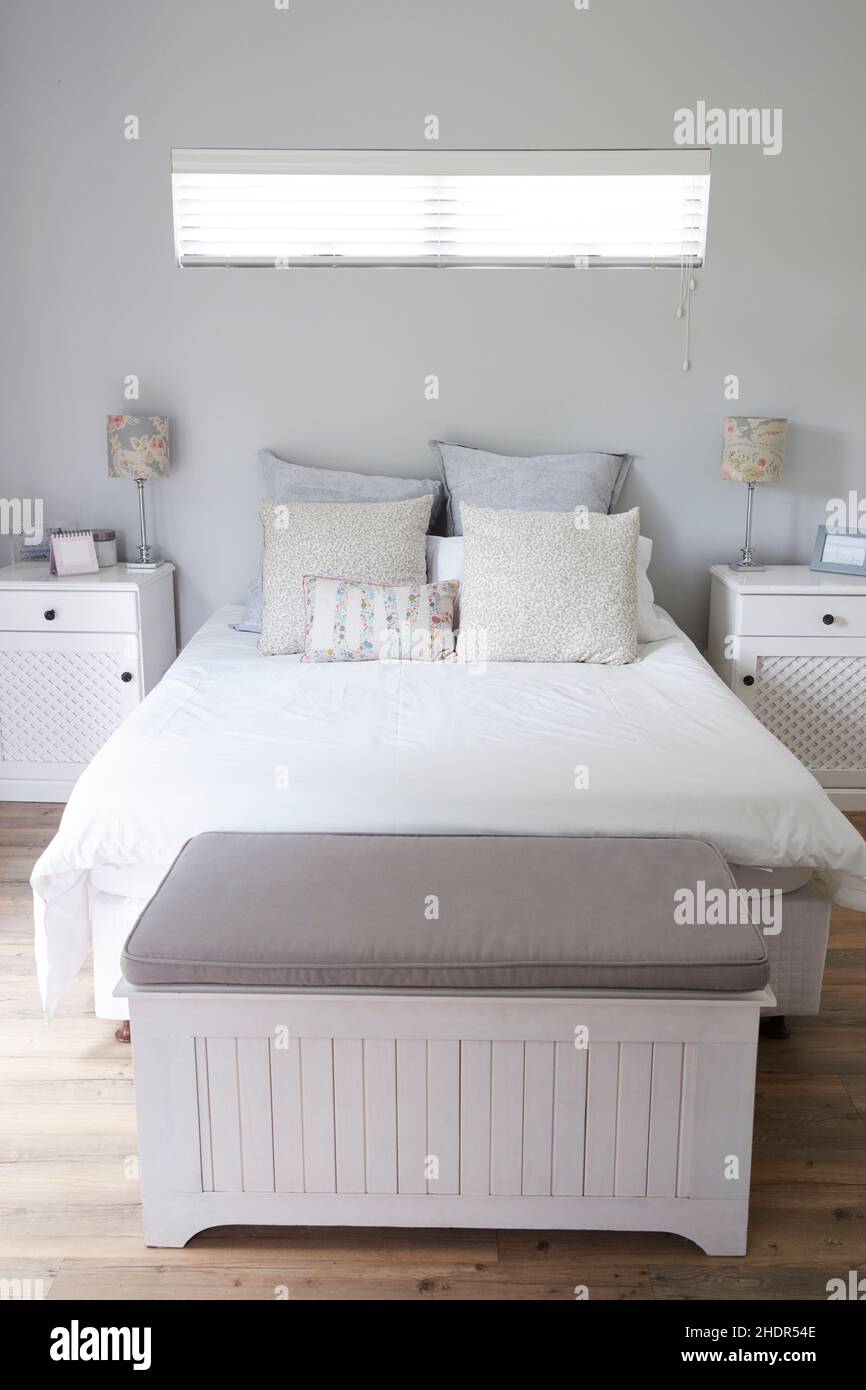 bright, double bed, bedroom, brights, double beds, bedrooms Stock Photo