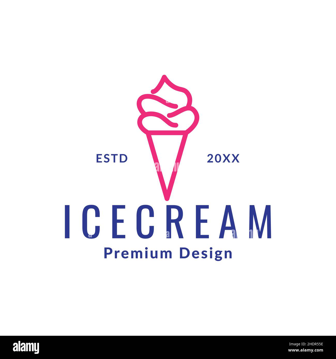 line pink ice cream cone logo design vector graphic symbol icon ...