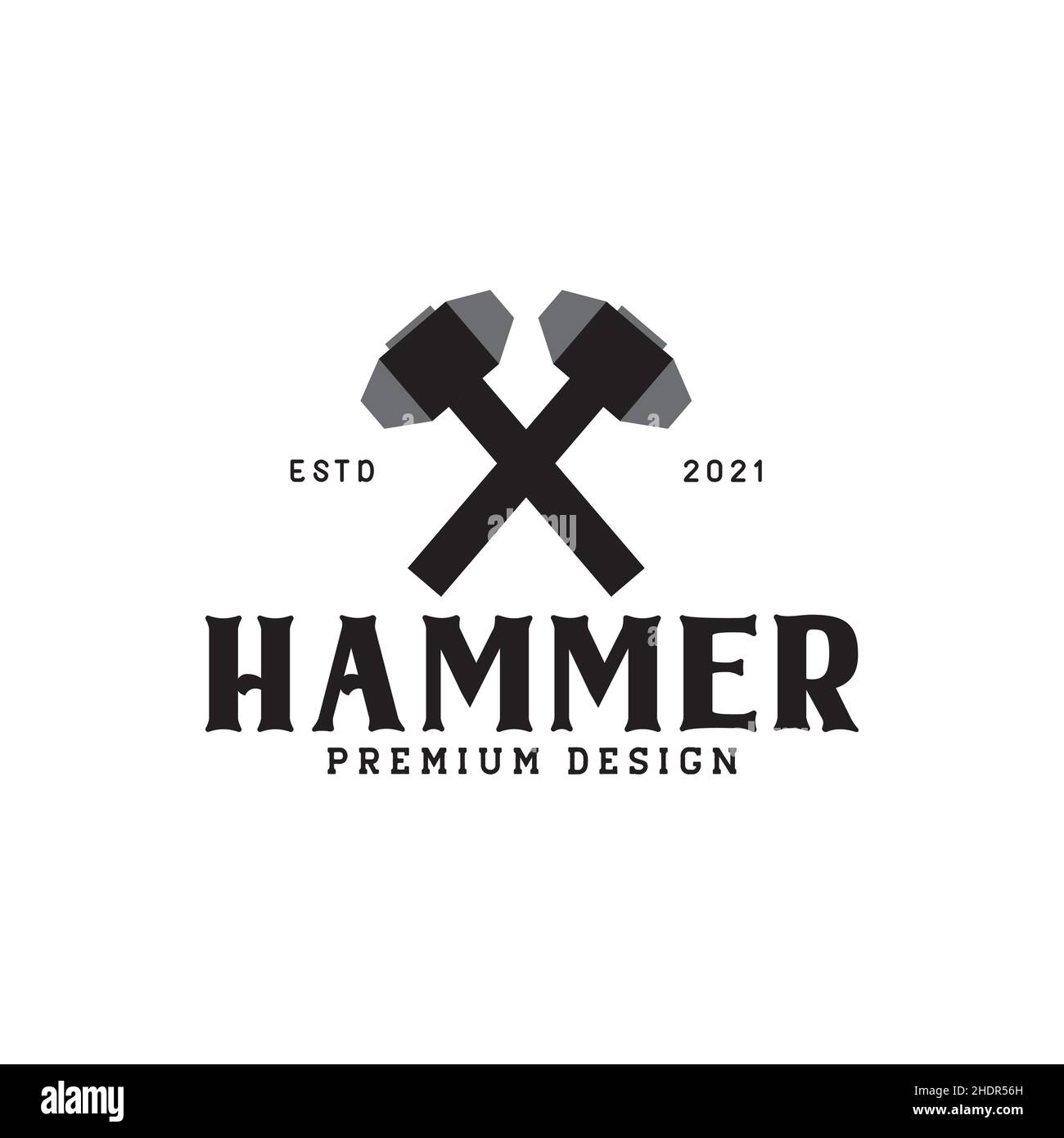 vintage cross hammer rock logo design vector graphic symbol icon