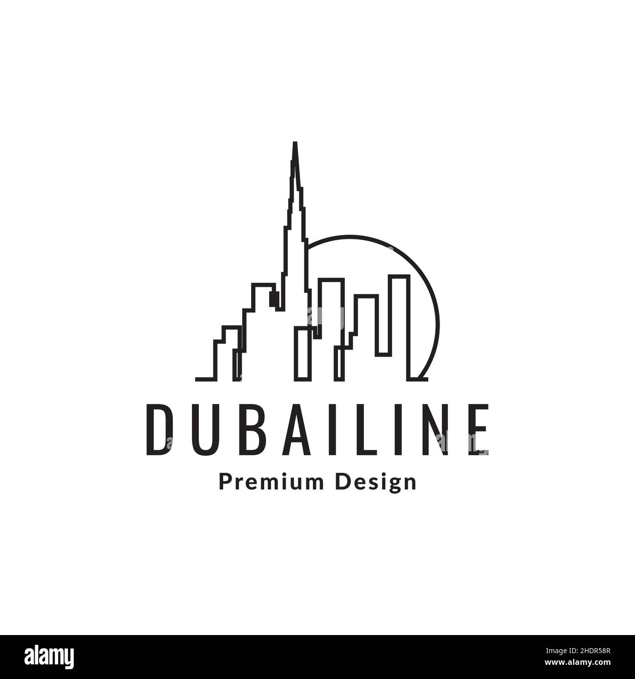 continuous line dubai city building logo design vector graphic symbol icon illustration creative idea Stock Vector
