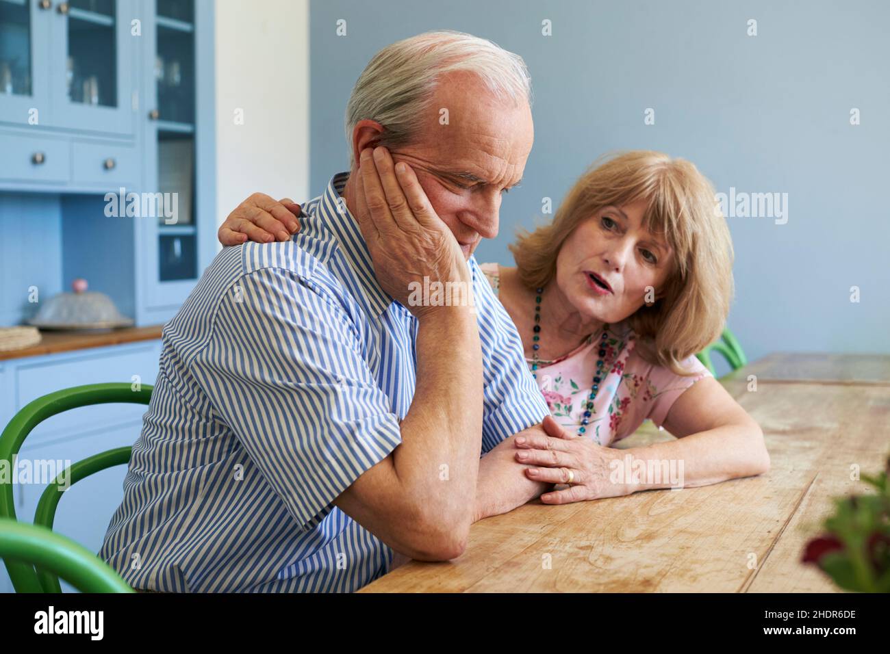 embracing, grief, consoling, older couple, cuddling, hug, hugging