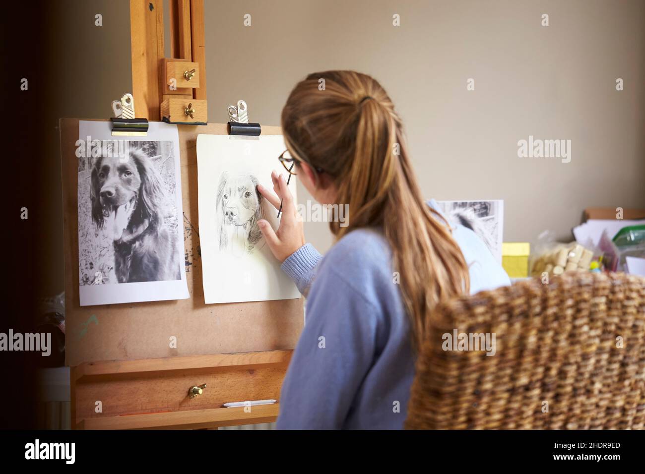 home, drawing, easel, homes, easels Stock Photo Alamy