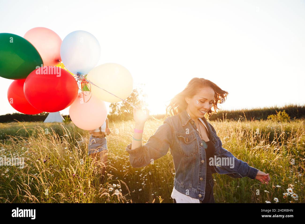 summer, friends, balloons, summers, friend, balloon Stock Photo