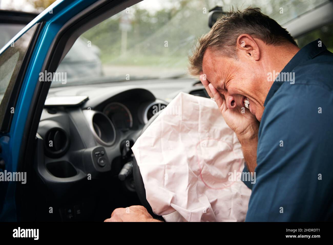 injured, rear end collision, airbag, injureds, rear end collisions, airbags Stock Photo