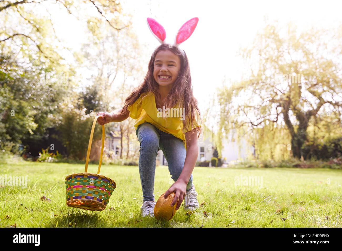 girl, easter, easter egg, finding, girls, easters, easter eggs Stock Photo