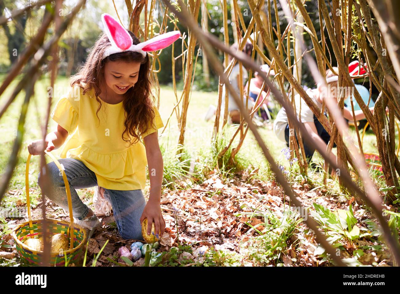 girl, easter, easter egg, finding, girls, easters, easter eggs Stock Photo