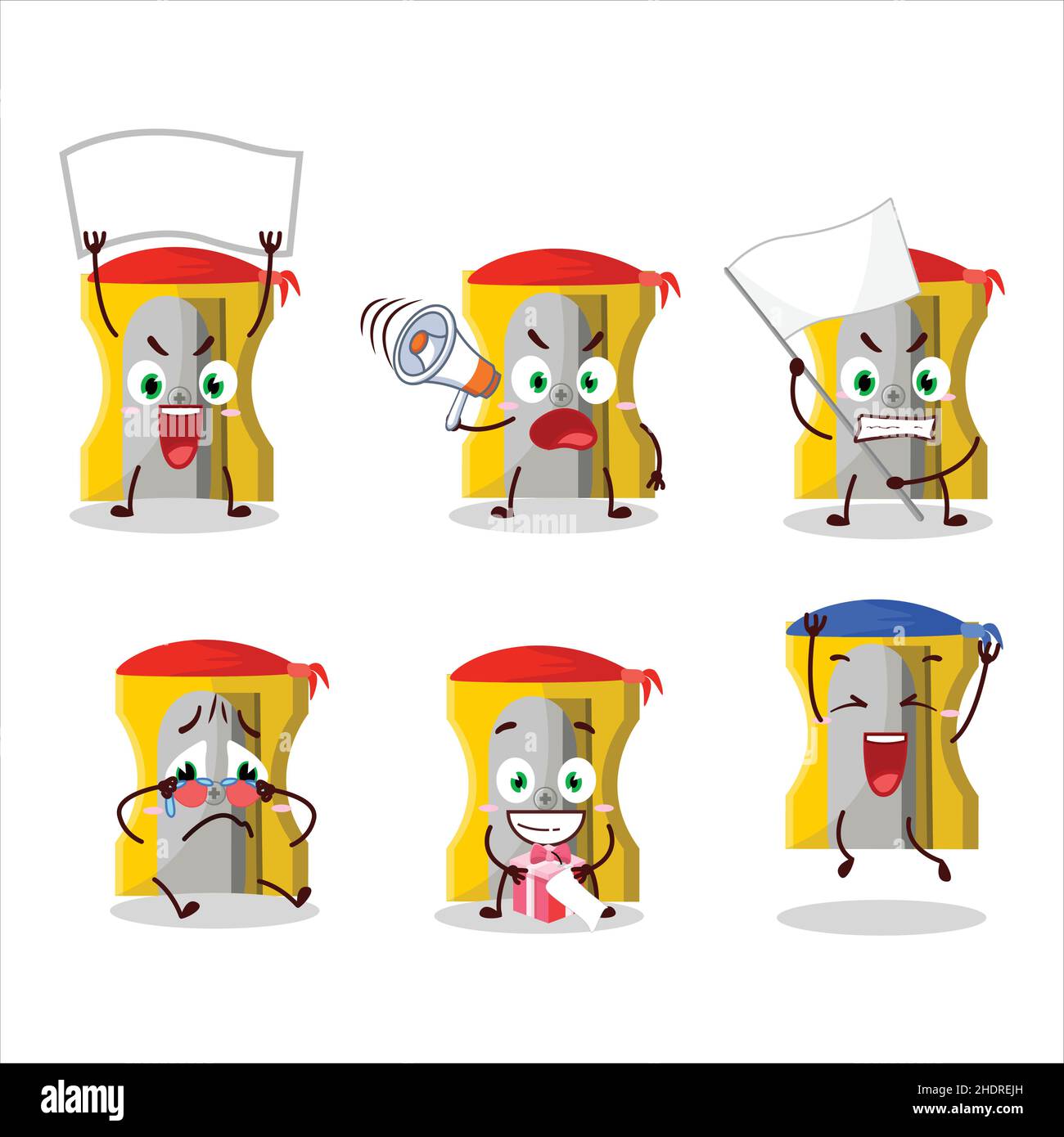 Mascot design style of yellow pencil sharpener character as an ...