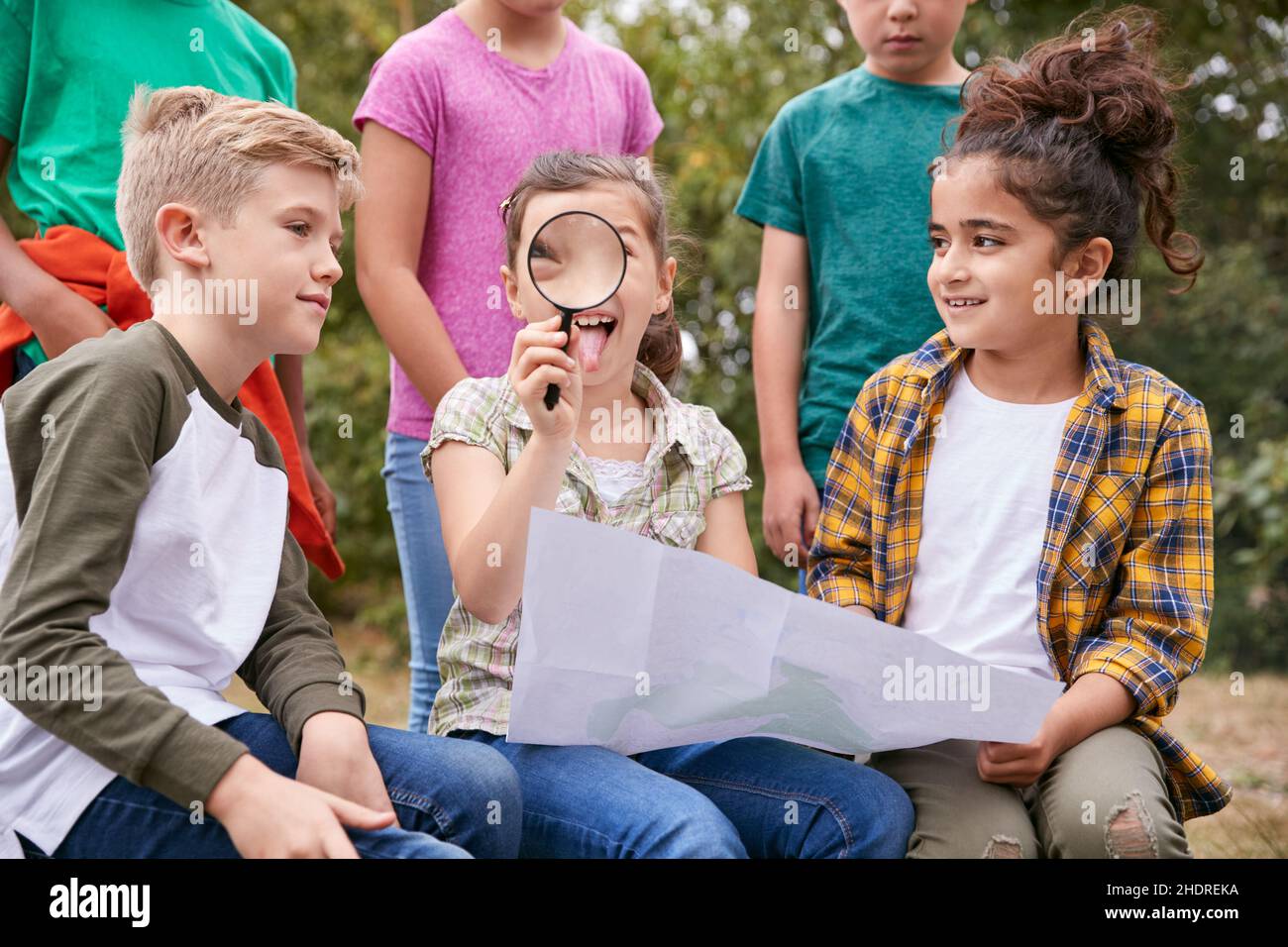 fun, magnifying glass, outdoor, funs, outdoors Stock Photo
