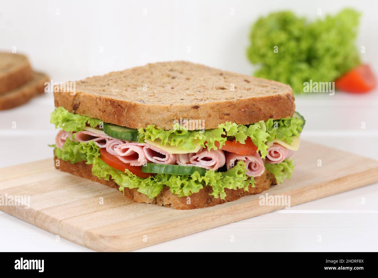 wholemeal bread, packed lunch, ham sandwich, wholemeal breads, packed