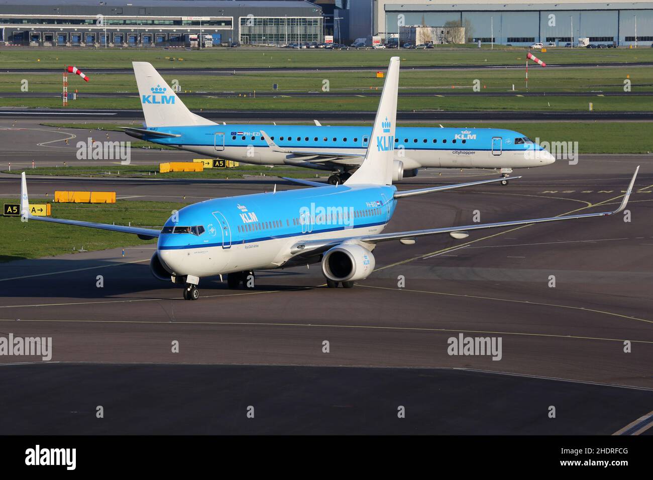 airport, runway, royal dutch airlines, airports, runways Stock Photo