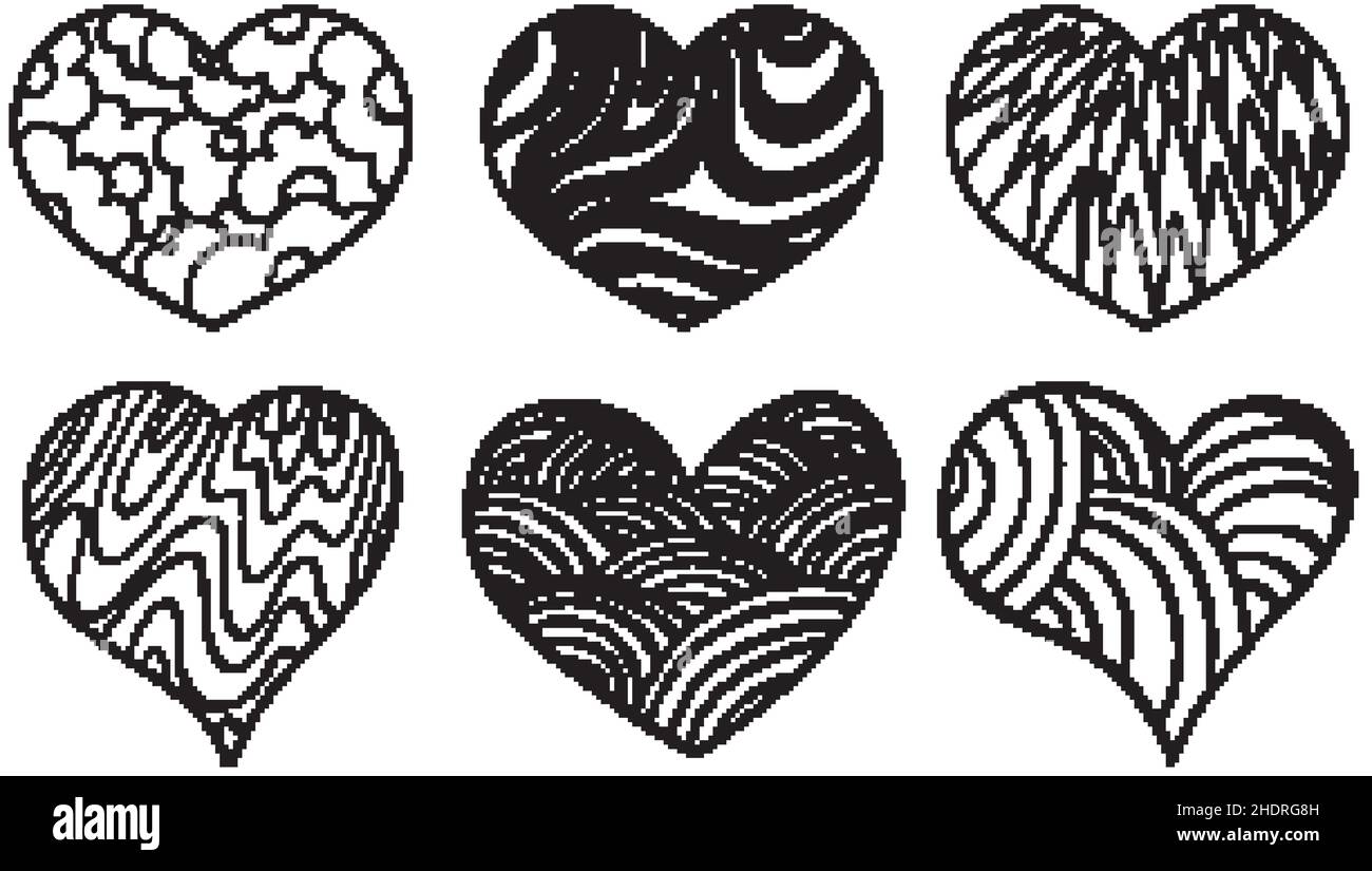 Set of different hearts in doodle style illustration Stock Vector Image ...