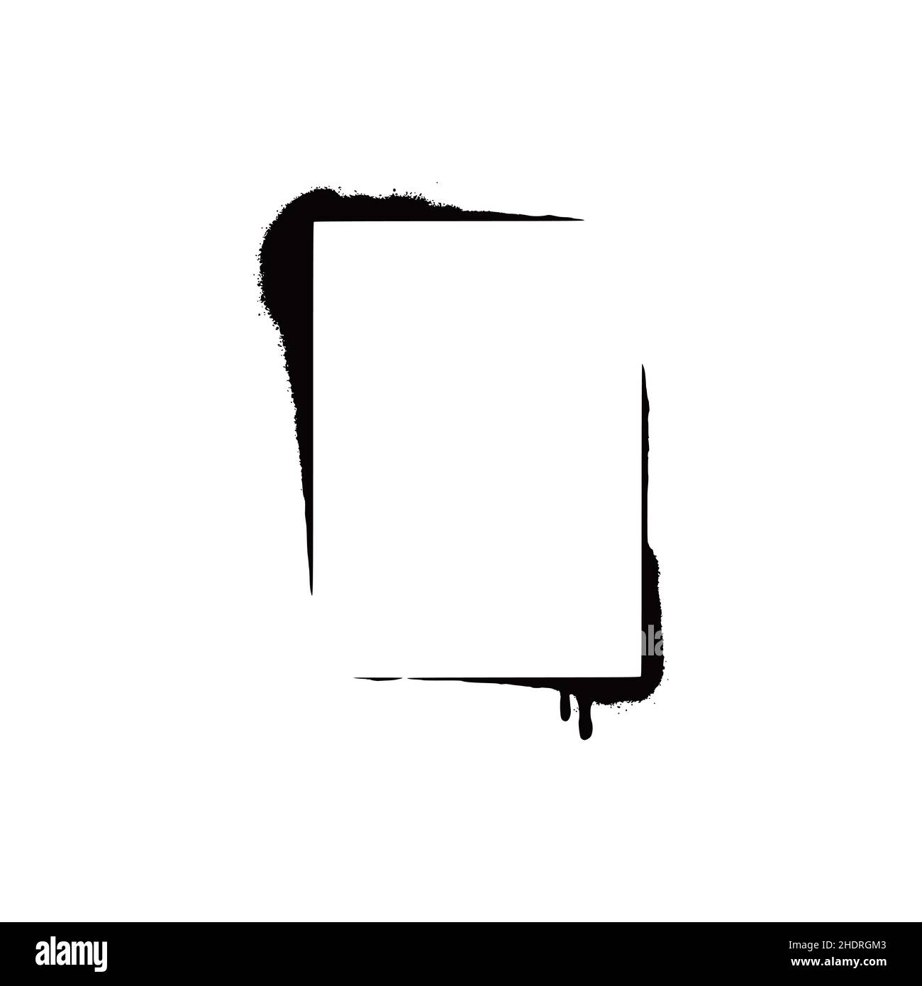 Stencil spray paint frame. Grunge graffiti style black frame. Isolated
