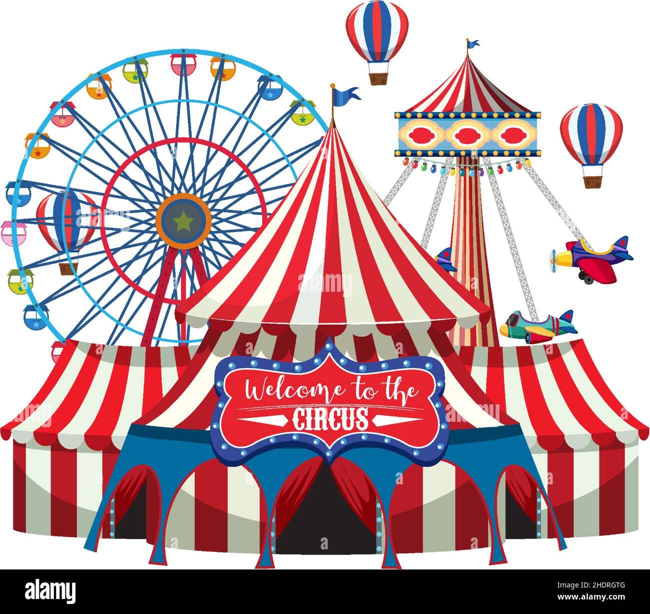 Circus dome at amusement park on white background illustration Stock ...