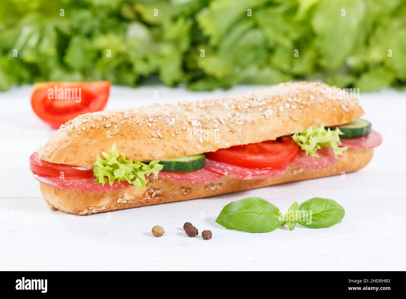 salami baguette, salami baguettes Stock Photo Alamy