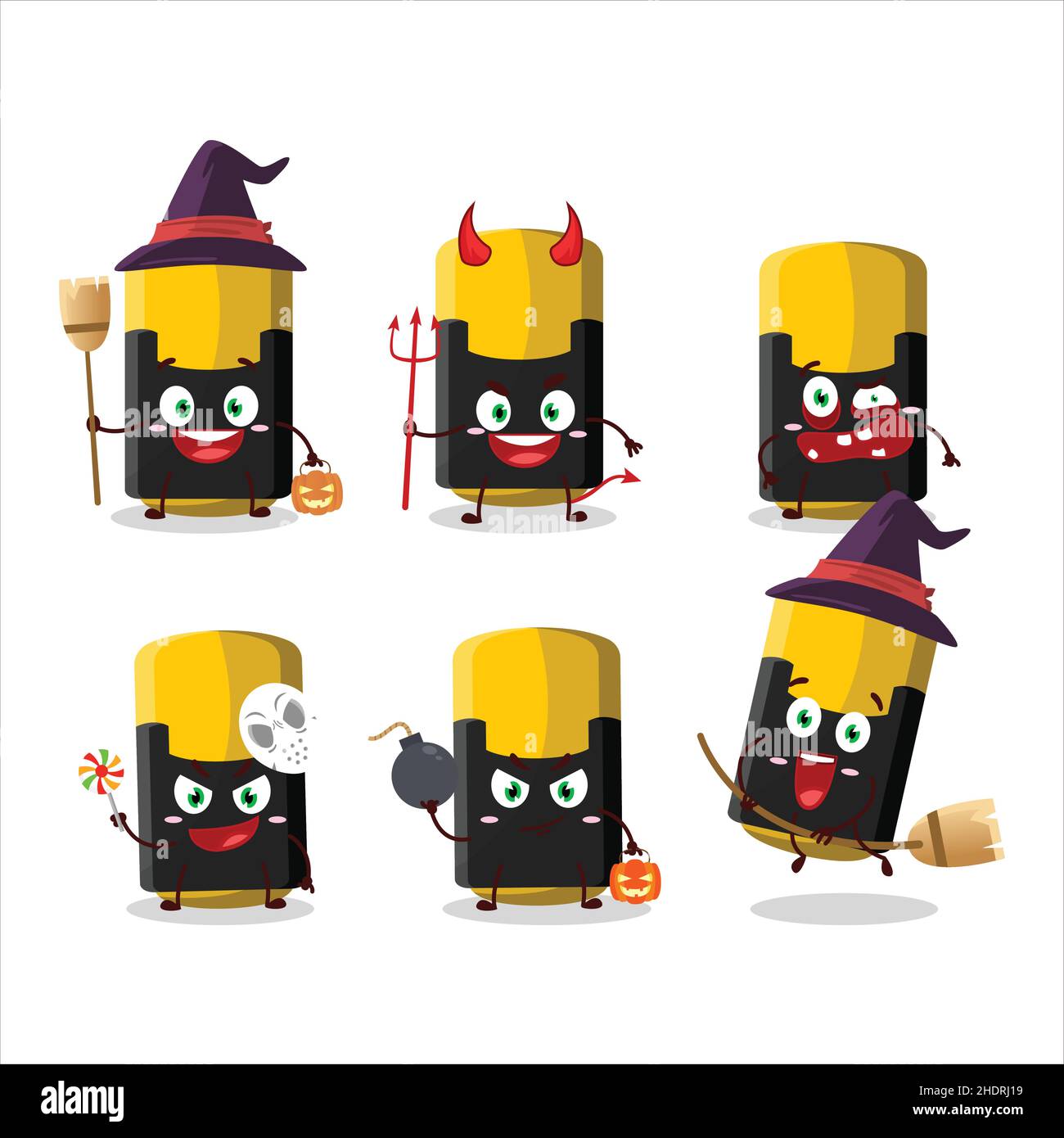 Halloween expression emoticons with cartoon character of yellow ...