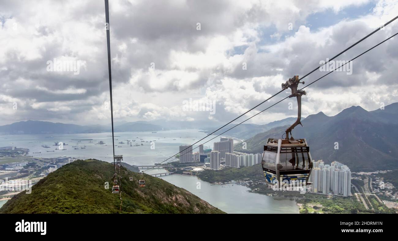 hong kong, cable car, lantau island, hong kongs, cable cars, lantau islands Stock Photo