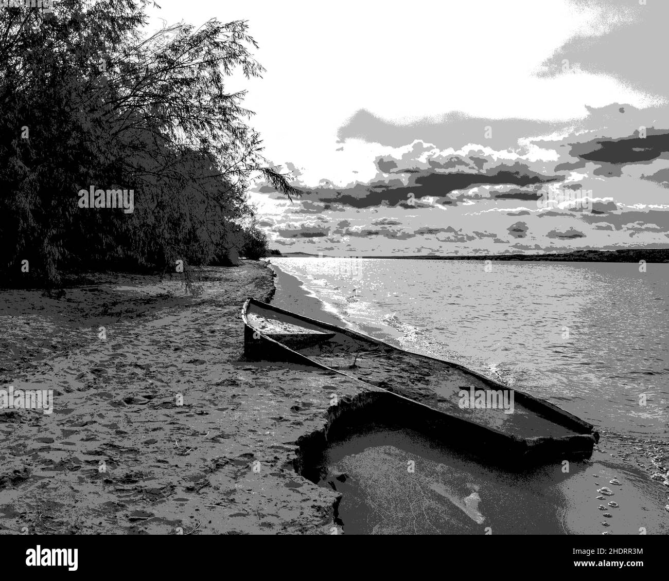 Volga river old boat Black and White Stock Photos & Images - Alamy