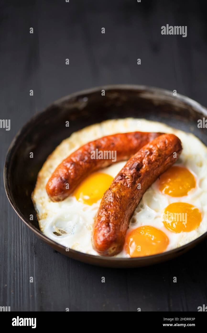 breakfast, fried egg, sausages, breakfasts, fried eggs, sausage Stock