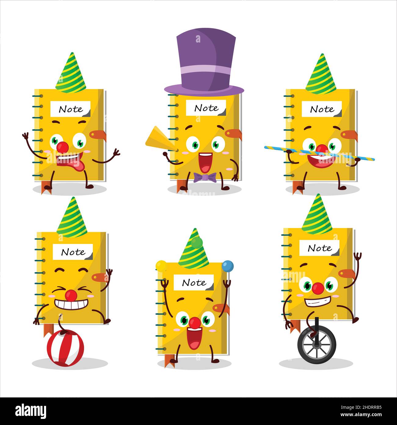 Cartoon character of note book with various circus shows. Vector ...