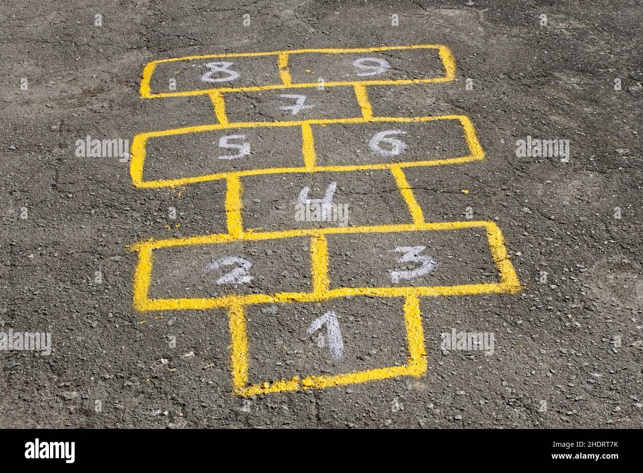 children's game, hopscotch, children's games, hopscotchs Stock Photo