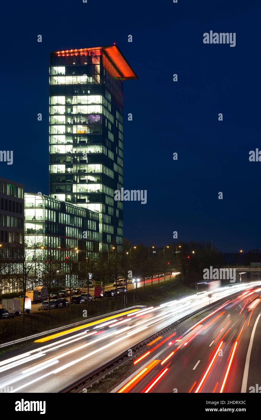 office building, munich, road traffic, office buildings, service building, munichs, roads, street, streets Stock Photo