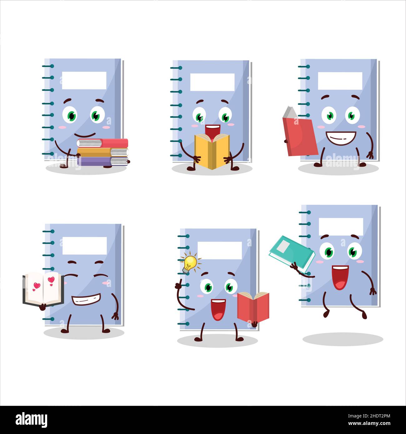 A picture of blue book cartoon character concept reading an amusing