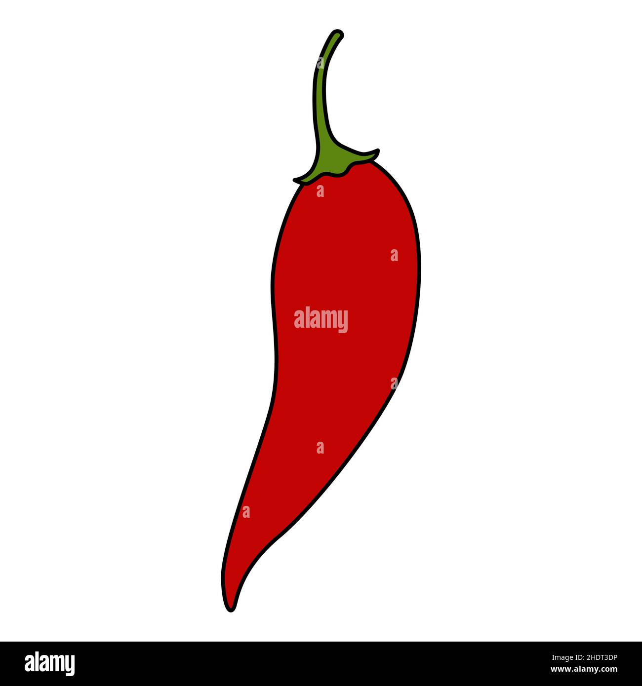 Cartoon pod of chili pepper. Colorful vector illustration isolated on white background Stock Vector