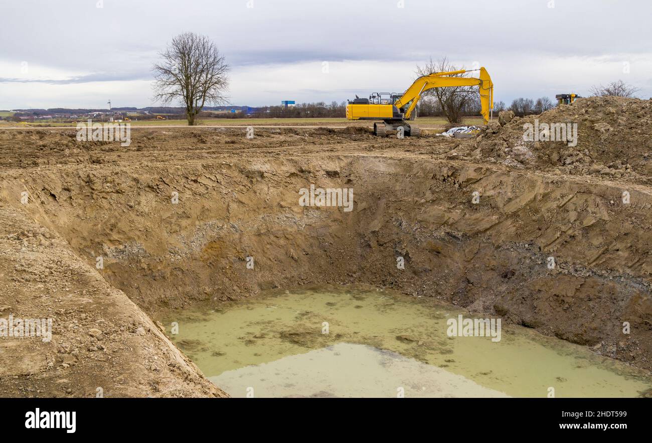 excavator, digging, earthworks, earth movers Stock Photo
