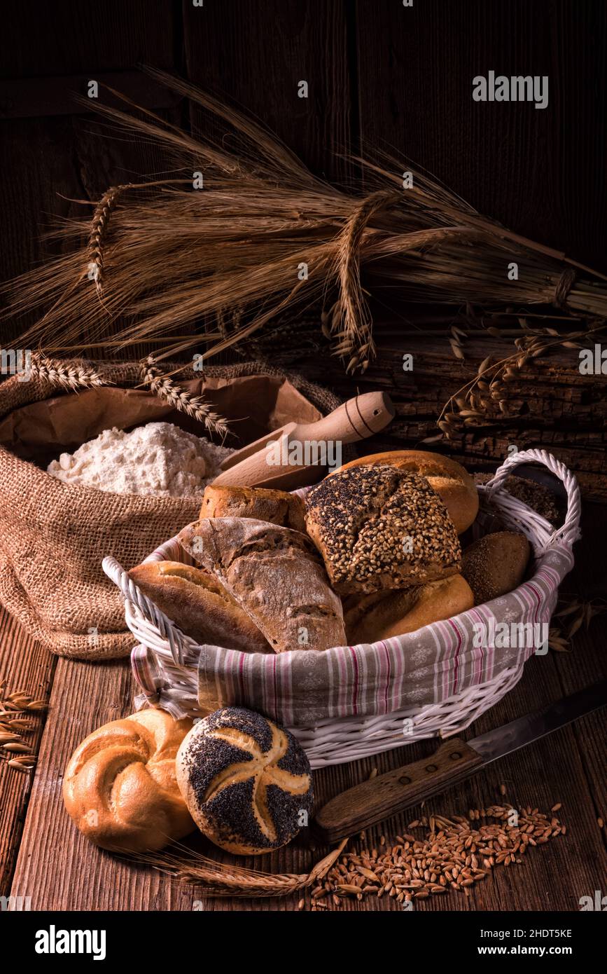 pastry, bun, bread basket, bakery, pastries, buns, bread baskets Stock