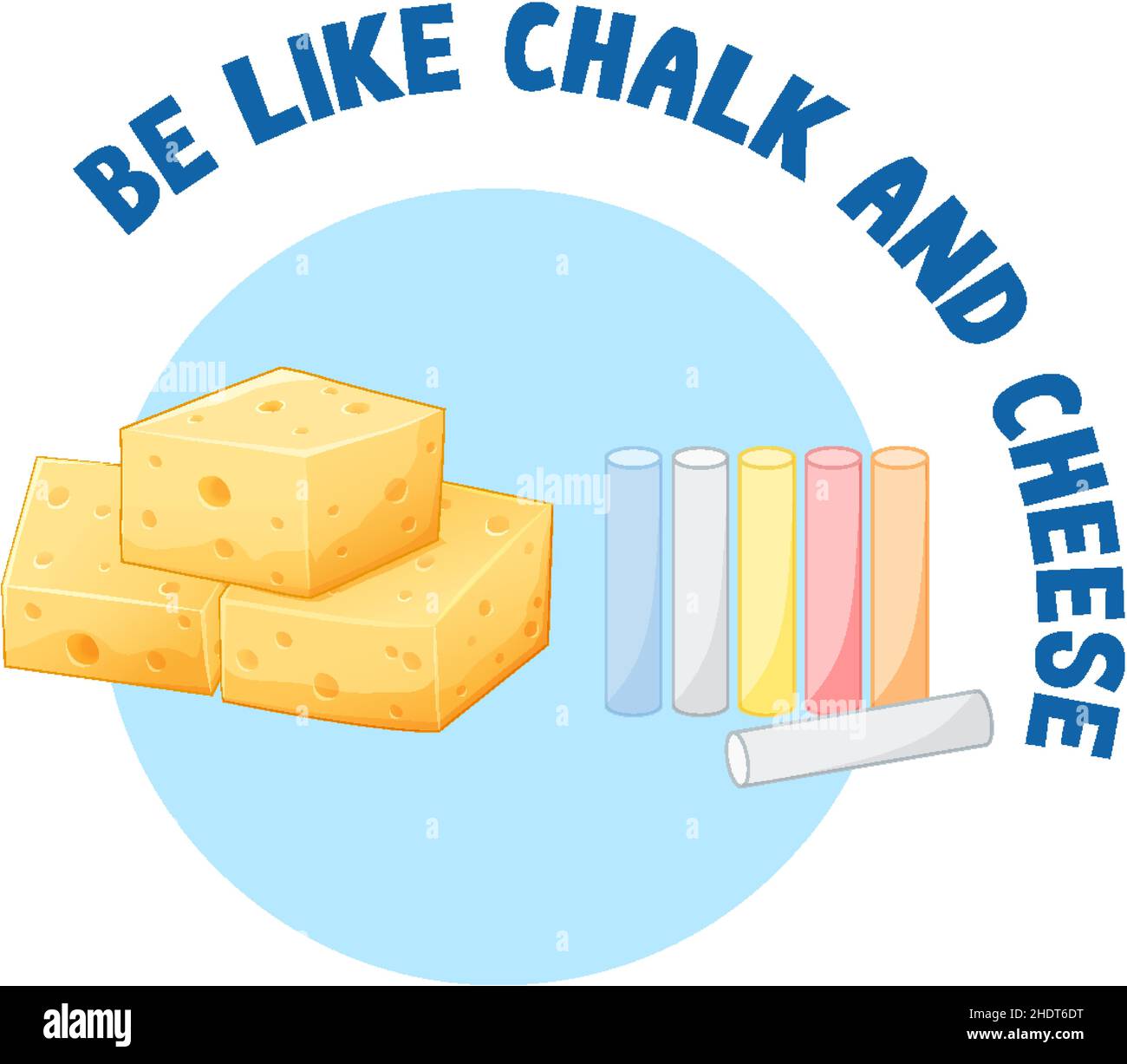 English idiom with picture description for be like chalk and cheese