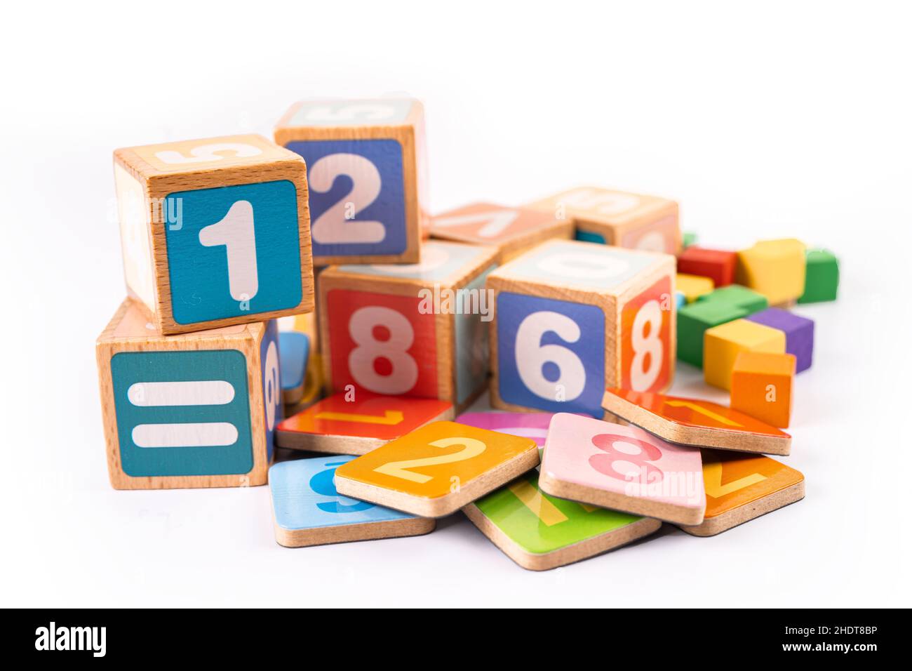 Math number colorful on white background, education study mathematics ...